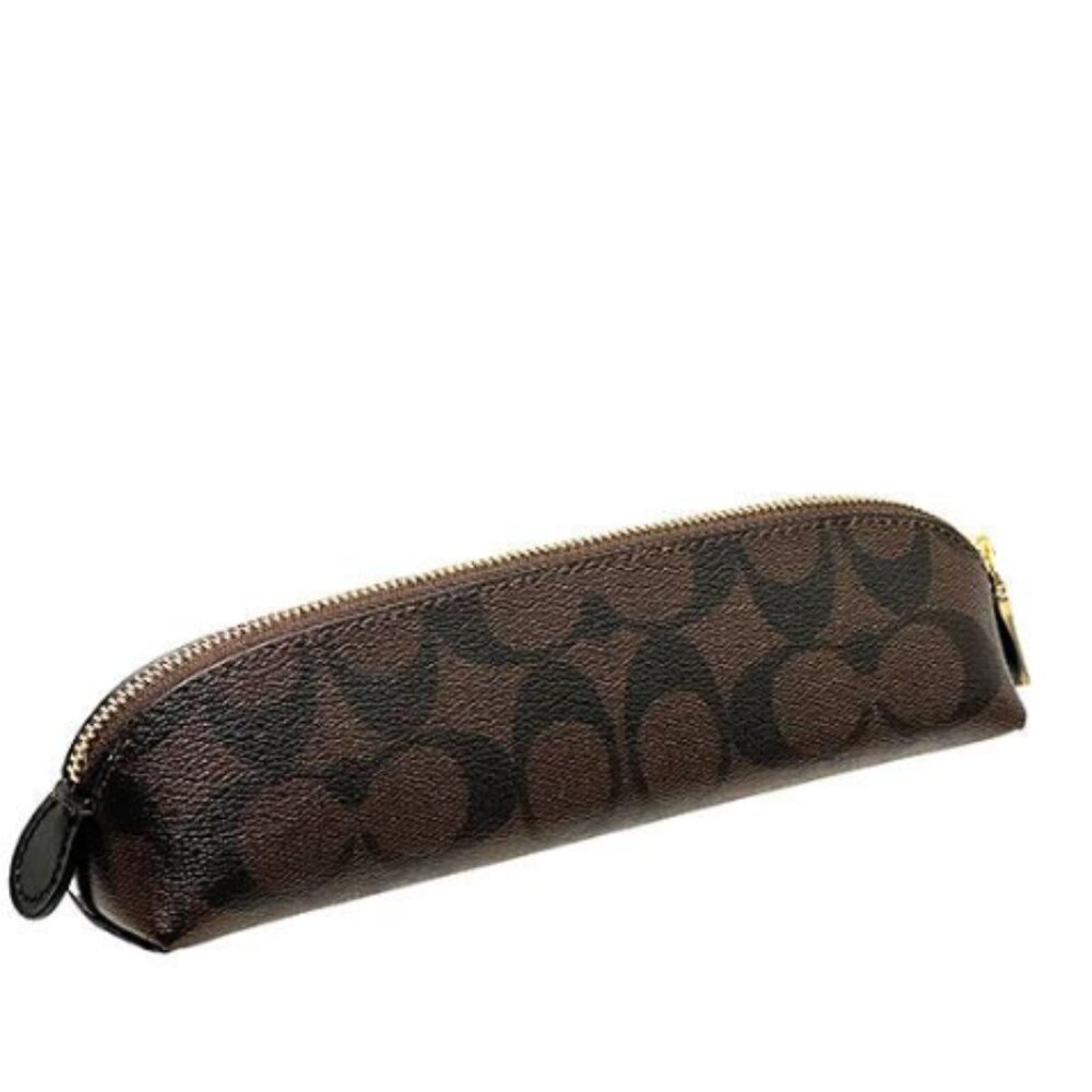 Coach Pencil Case Signature Coated Canvas Gold/Walnut/Black